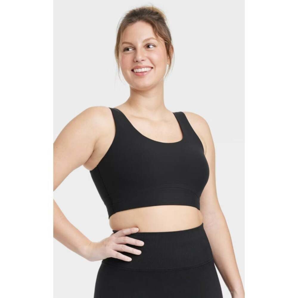 All in Motion Black Everyday Soft Longline Sports Bra Workout Top XXL